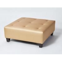 China Modern Square Shape Upholstered Button Tuffted Ottoman Coffee Table Solid Wood Legs factory