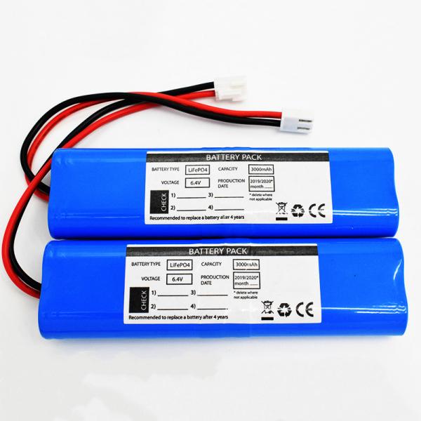 Quality Emergency Lighting Battery LiFePO4 3000mah Battery 6.4V Blue PVC for sale