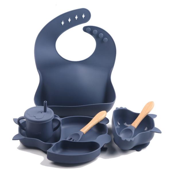 Quality Dark Blue Silicone Weaning Set Customized Silicone Products Durable for sale