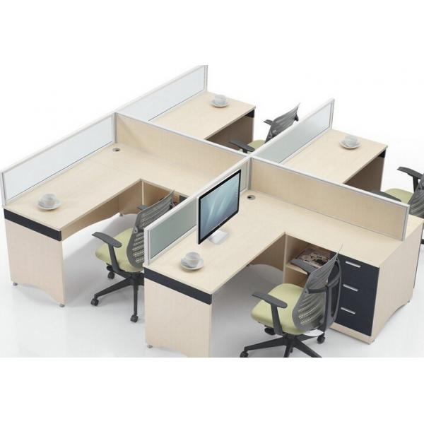 Quality Commercial Office Furniture Partitions For Four People / Wood Computer Desks Office Cabin Partition for sale