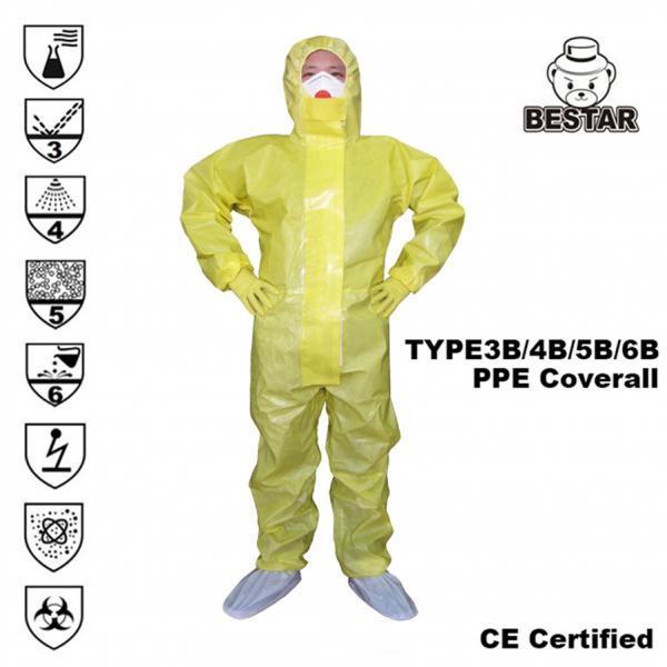Quality CE Certified TYPE3B/4B/5B/6B Disposable Protective Coverall / Disposable Protective Overall for Covid Protection for sale