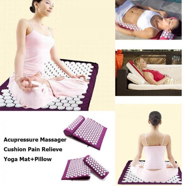 Quality Acupressure Relieve Stress Back Spike Mat , Yoga Massage Mat With Pillow for sale