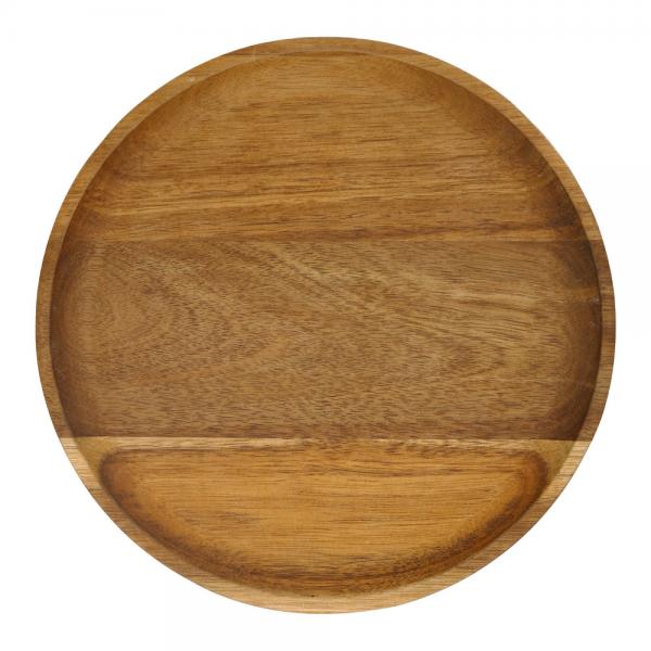 Quality Home Anti Fall Round Bamboo Tray , Acacia Wood Serving Tray / Plate for sale