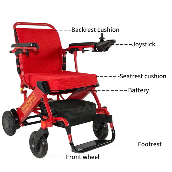 Quality Red Lightweight Compact Wheelchair Foldable Maximum 6km/H for sale