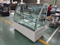 China Curved Glass Refrigerated Bakery Display Case Digital Thermostat With Marble Base factory