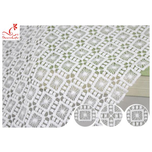 Quality Poland Guipure Embroidered Floral Lace Fabric With Water Soluble Poly Milk Silk for sale