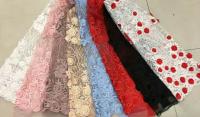 China Floral Multi Colored Lace Fabric Beaded Embroidered Mesh Fabric For Fashion Show factory
