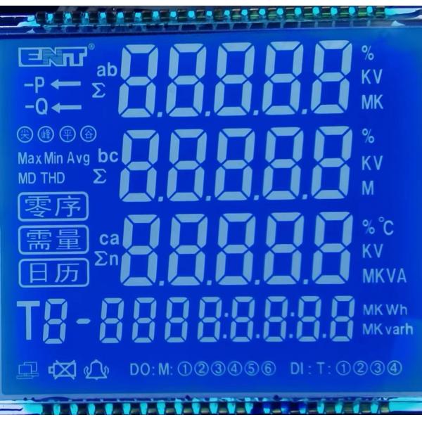 Quality STN 7 Segment LCD Display Instrumentation LCD Module Blue Background And White Text for sale