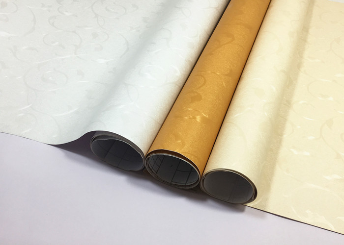 China Embossed  PVC Self Adhesive Wallpaper , White Color 60cm * 50m Per Roll factory