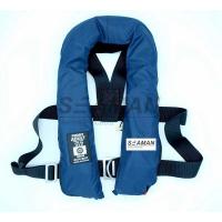 china SOLAS 275N Navy Blue Inflatable Life Jacket Double Air Chamber 60G Cylinder With