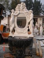 China Lotus Flower Carved Pink Marble Stone Wall Water Fountain factory