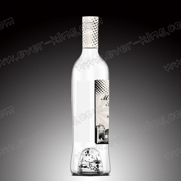 Quality Empty Customized Logo Round Tequila Glass Bottle Frosted 700ml for sale