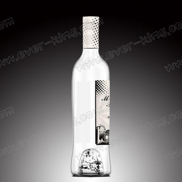 Quality Empty Customized Logo Round Tequila Glass Bottle Frosted 700ml for sale