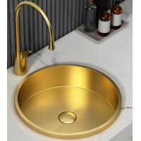 China Bathroom Top Mount Vessel Sink Bowl Round Shape With Satin Brushed Finish factory
