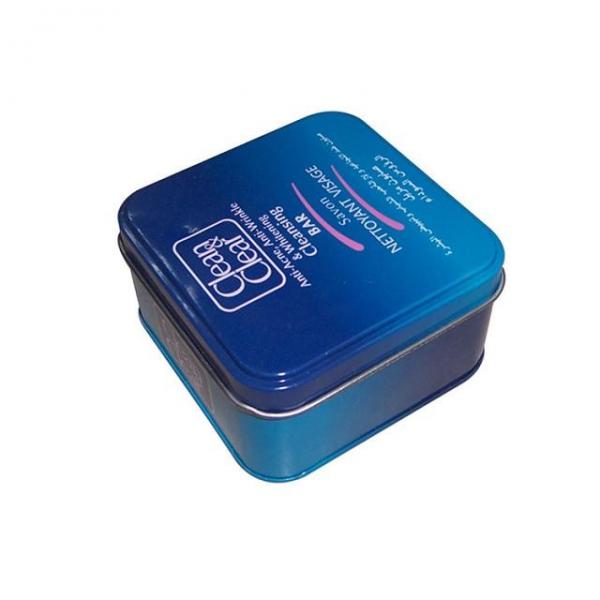 Quality Spot Blue Color Printed Square Tin Containers With Customized Design for sale