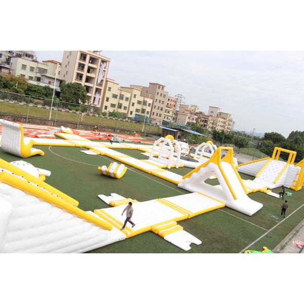 Quality Gaint Yellow And White Floating 0.9mm PVC Outdoor Inflatable Water Park Equipment OEM/ODM for sale