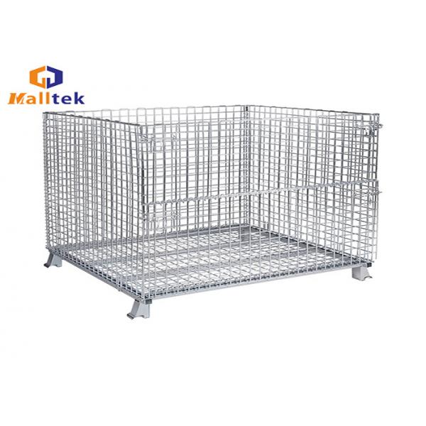 Quality Folded Stacking Wire Mesh Storage Cages Collapsible Fireproof Steel Material for sale