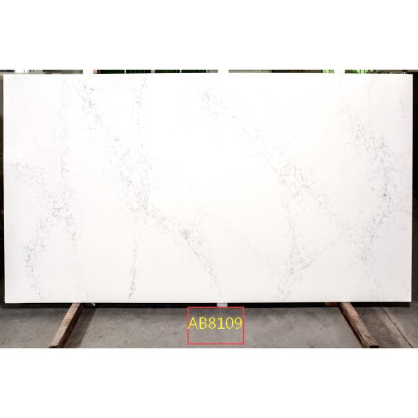 Quality High Glass White Color Calacatta Quartz Stone With Nsf Sgs For Kitchen Top for sale