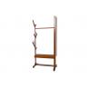 China Movable Soild Wood Coat Coat Hanger Stand With Turning Mirror / Shelves factory