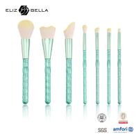 China 7pcs Plastic Handle Professional Makeup Brushes With White Synthetic Hair Aluminium Ferrule factory