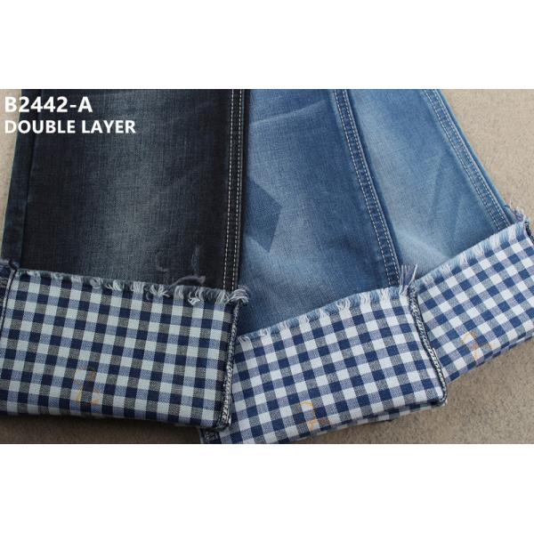 Quality 403gsm Lattice Double Layer Dobby Denim Fabric Denim Jacket Material for sale