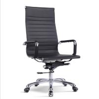 China Ergonomic Black Leather Office Chair / Modern Swivel Computer Chair factory