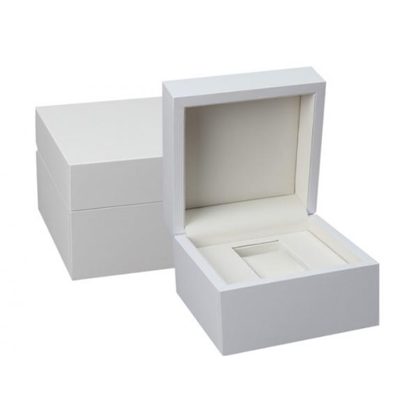 Quality Custom White Wooden Watch Box PU Inside Material For Twist Watch Storage for sale