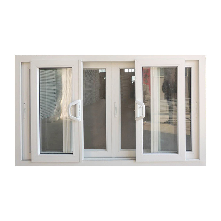 China Windproof Hurricane Mirror Insulated Fix Glass 2 Track Pvc Windows White Frame And Doors Slide Window factory