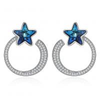 Quality 7.2g 2.6x2.1cm Star Hoop Earrings Gift 5A CZ Solid Silver Earrings for sale