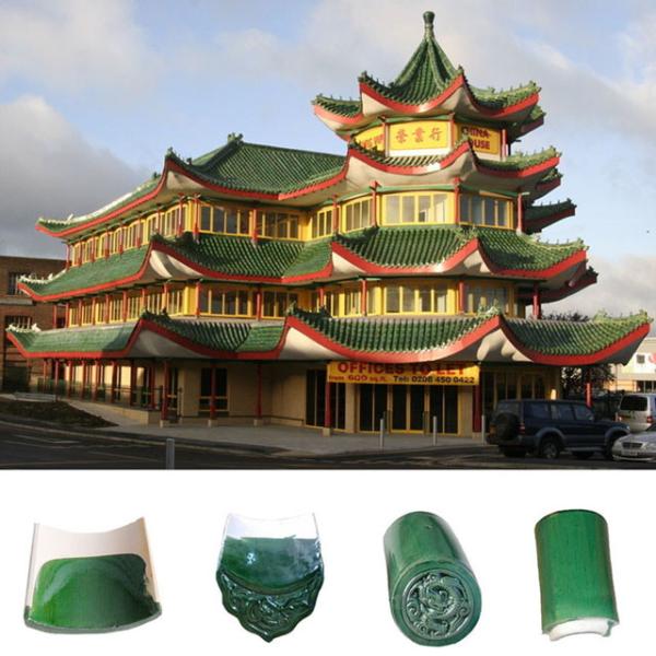 Quality Waterproof Chinese Temple Roof Tiles , Green Ceramic Roof Tiles for sale