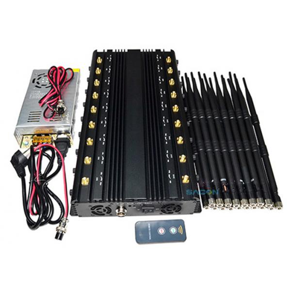 Quality 5 Cooling Fans WiFi Signal Jammer Block GPS VHF UHF Lojack 315 433 868 18 Bands for sale