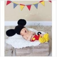 China Black Yellow Mickey Mouse Baby Costume Crochet Beanie Shorts Shoes Animal Hat Cap Photo factory