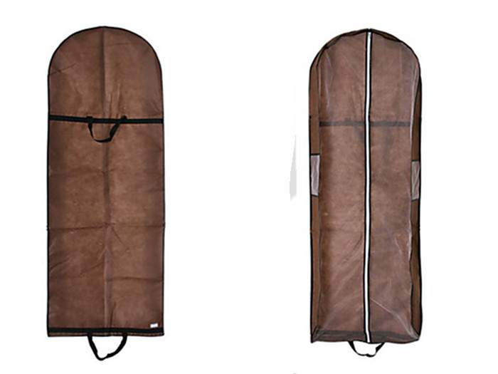 China Non Woven Tri Fold Garment Bag with Handles in Brown , Zip Up Garment Bag factory