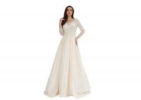 China Sexy Backless Elegant Long Wedding Dresses , Regular Sleeve Beige Evening Gowns factory