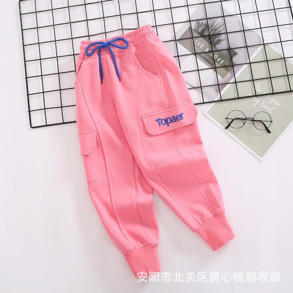 Quality 110CM-170CM Drawstring Girls Solid Color Pants 260G for sale