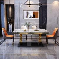 China Stainless Steel Marble Dining Table Chair Sets With Velvet / PU Seat factory