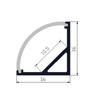 Quality Small Quadrant Corner Profile LED Light 2m 4m Length 90 Degree 16*16mm for sale