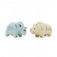 China Blue 3d Animal Shaped Pottery Stoneware Salt And Pepper Shaker With Decal On Glaze factory