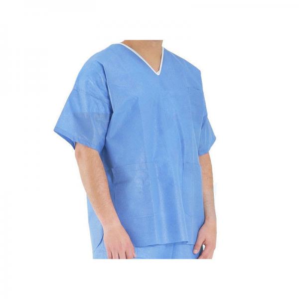 Quality Hospital Nonwoven Disposable Scrub Suits Non - Toxic Economical Chemical for sale