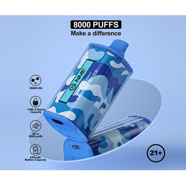 Quality 650mAH Disposable Vape Rechargeable 8000 Puffs 1.2Ω Blueberry Ice for sale