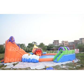 Quality 20m Giant Portable Inflatable Water Park Slide With Pool For Commercial Use for sale
