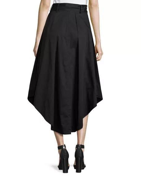 Quality Pleated asymmetric hem high waisted long skirts for sale