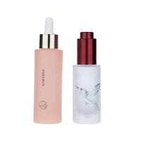 Quality 30ml 50ml Gold Red Cosmetic Dropper Bottles Frosted Colored Glass Dropper for sale