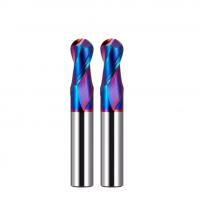 Quality HRC65 Degree Carbide End Mill , Blue Nano Coating Ball Nose CNC Milling Cutter for sale