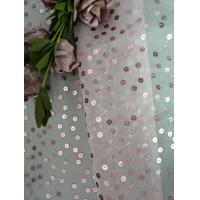 China Pink Transparent Sequin Embroidered Fabric Organza Tulle For Apparel factory