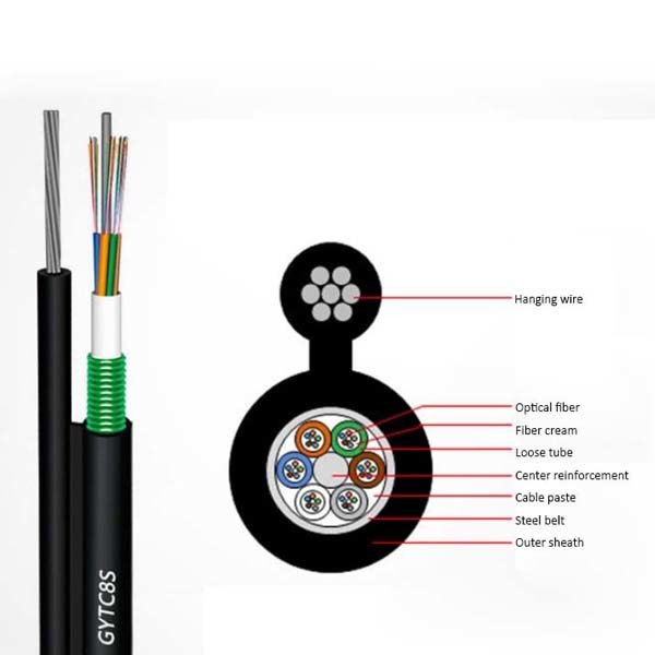 Quality Figure 8 Fiber Optic Cable Aerial GYTC8S Self-Supporting 6 Core SM G652D PE for sale
