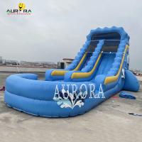 China Waterproof Blue Giant Inflatable Slide With Splash Pool Summer Fun Guaranteed factory