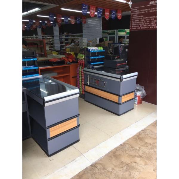 Quality Gondola Supermarket Checkout Counter Stainless Steel Material Powder coating for sale