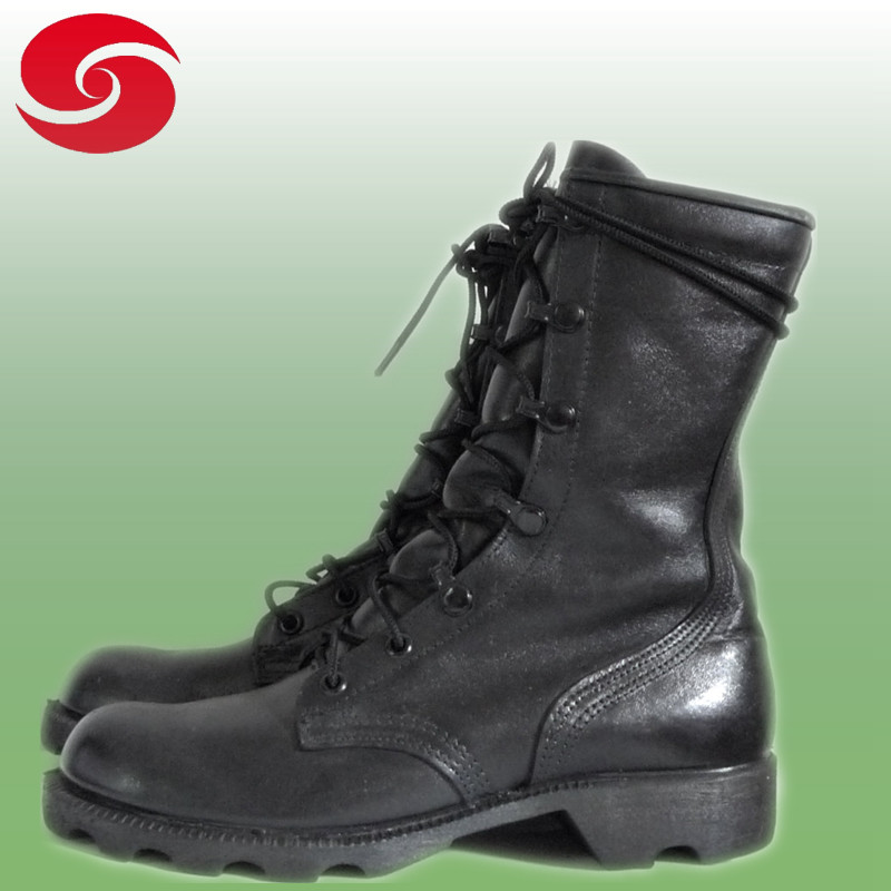 China Combat tactical boots Genuine Leather Black Boot Mens Rubber Sole 6 8 Height factory