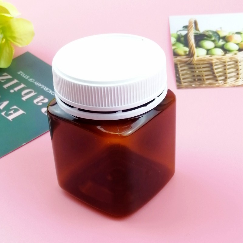 China Wide Mouth Sealing Cover Amber Honey 200ml Plastic Jar Food Grade factory